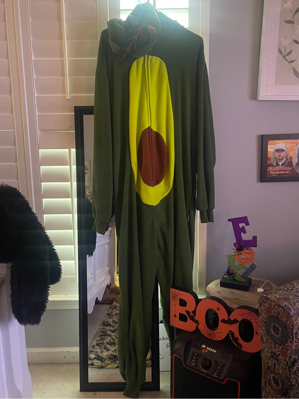 Green Avocado Hooded Onesie Costume - Men